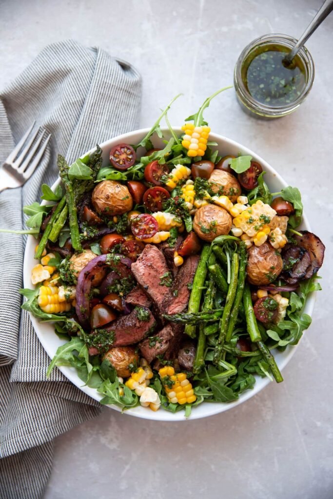Grilled Steak and Asparagus Summer Salad - Heartstone Farm