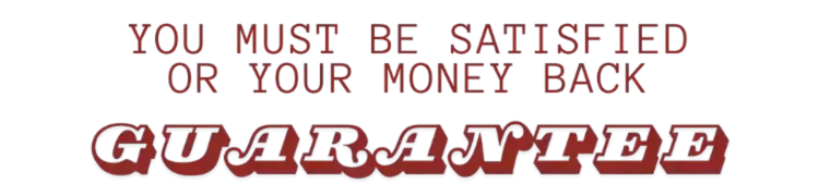 satisfaction or your money back guarantee text icon