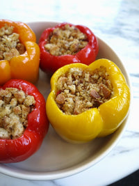 Ground Beef Stuffed Peppers with Garlic Butter Breadcrumbs - Heartstone Farm