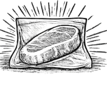 black and white meat cut in bag illustration